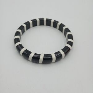 Chic Striped Black and White Bangle